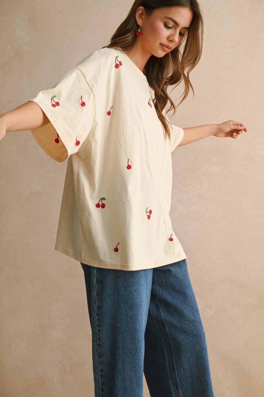 Cherry Embroidered Tee Product Image