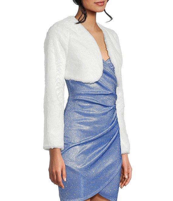 I.N. San Francisco Faux Fur Long Sleeve Cropped Shrug Product Image