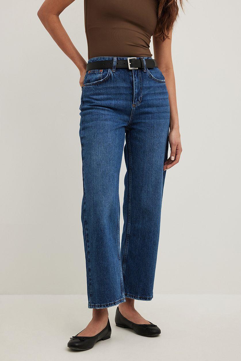 Straight High Waist Cropped Jeans Product Image