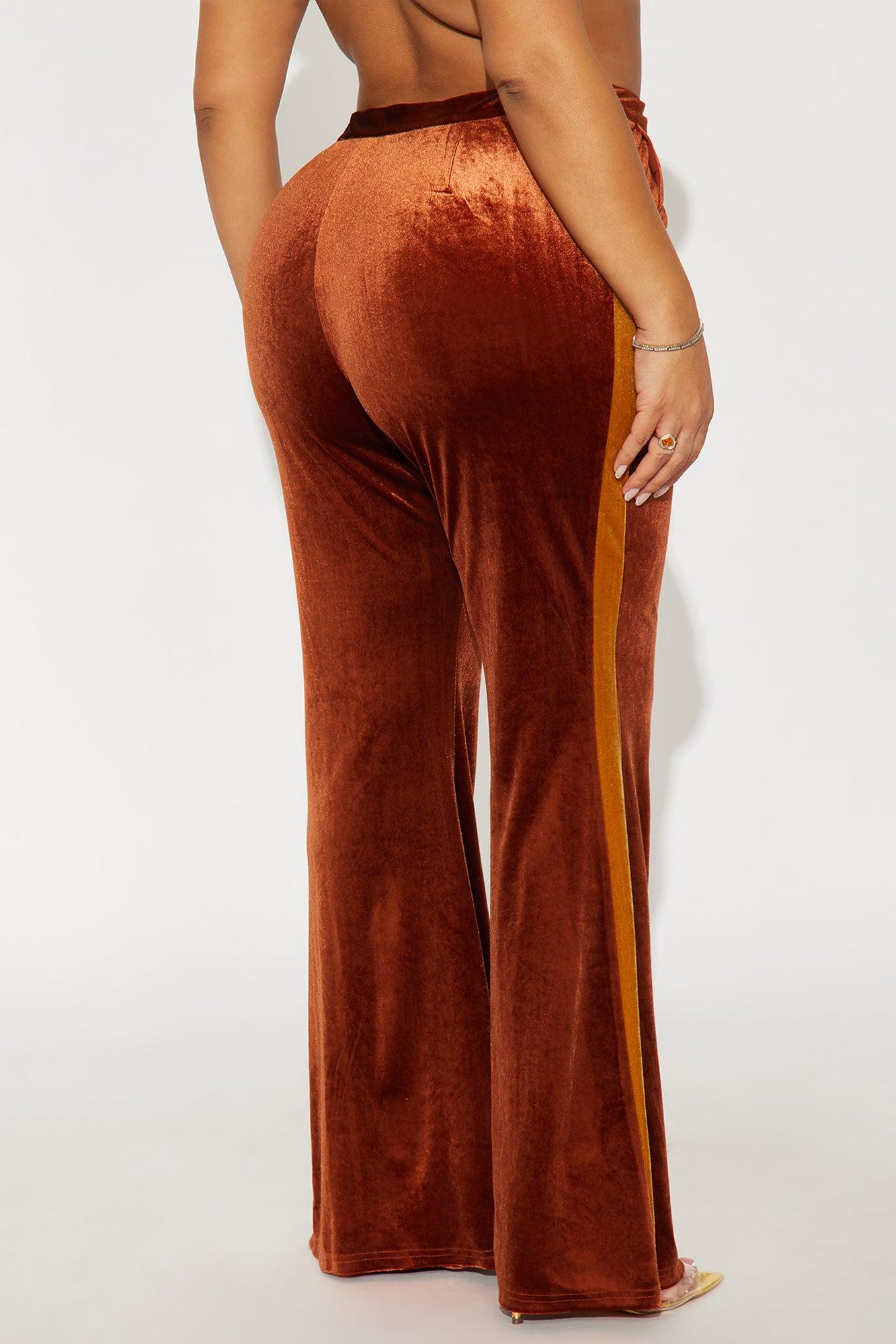 Nathalie Velvet Flare Leg Pant 33 - Brown/combo Female Product Image