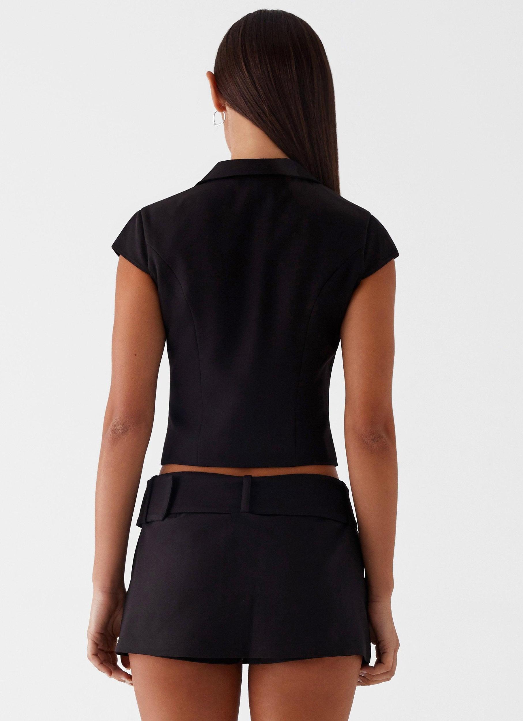 Eadie Tie Front Top - Black Product Image
