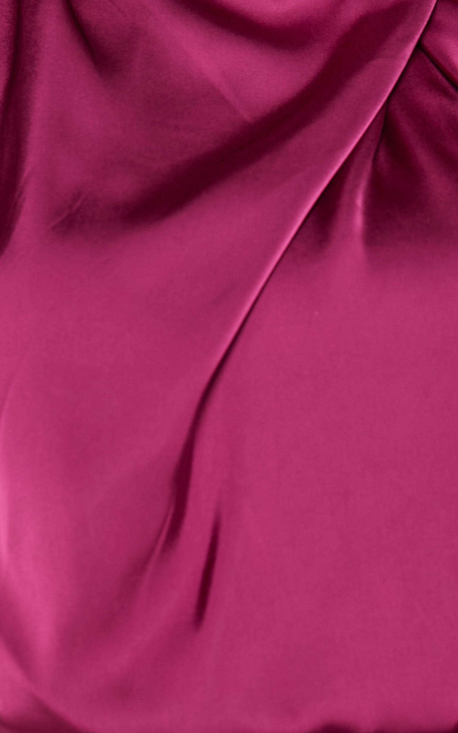 Minnie Midi Dress - Drape Neck Satin Slip Dress in Purple Product Image