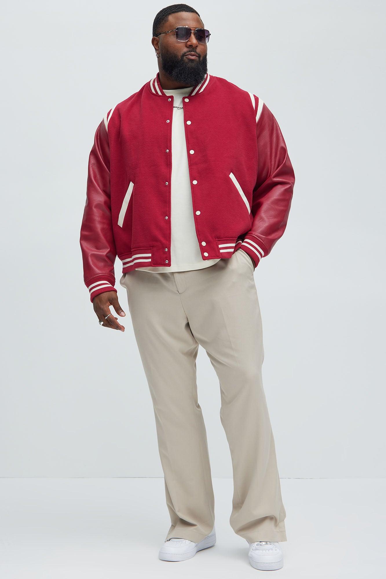 Shoulder Varsity Jacket - Red Product Image