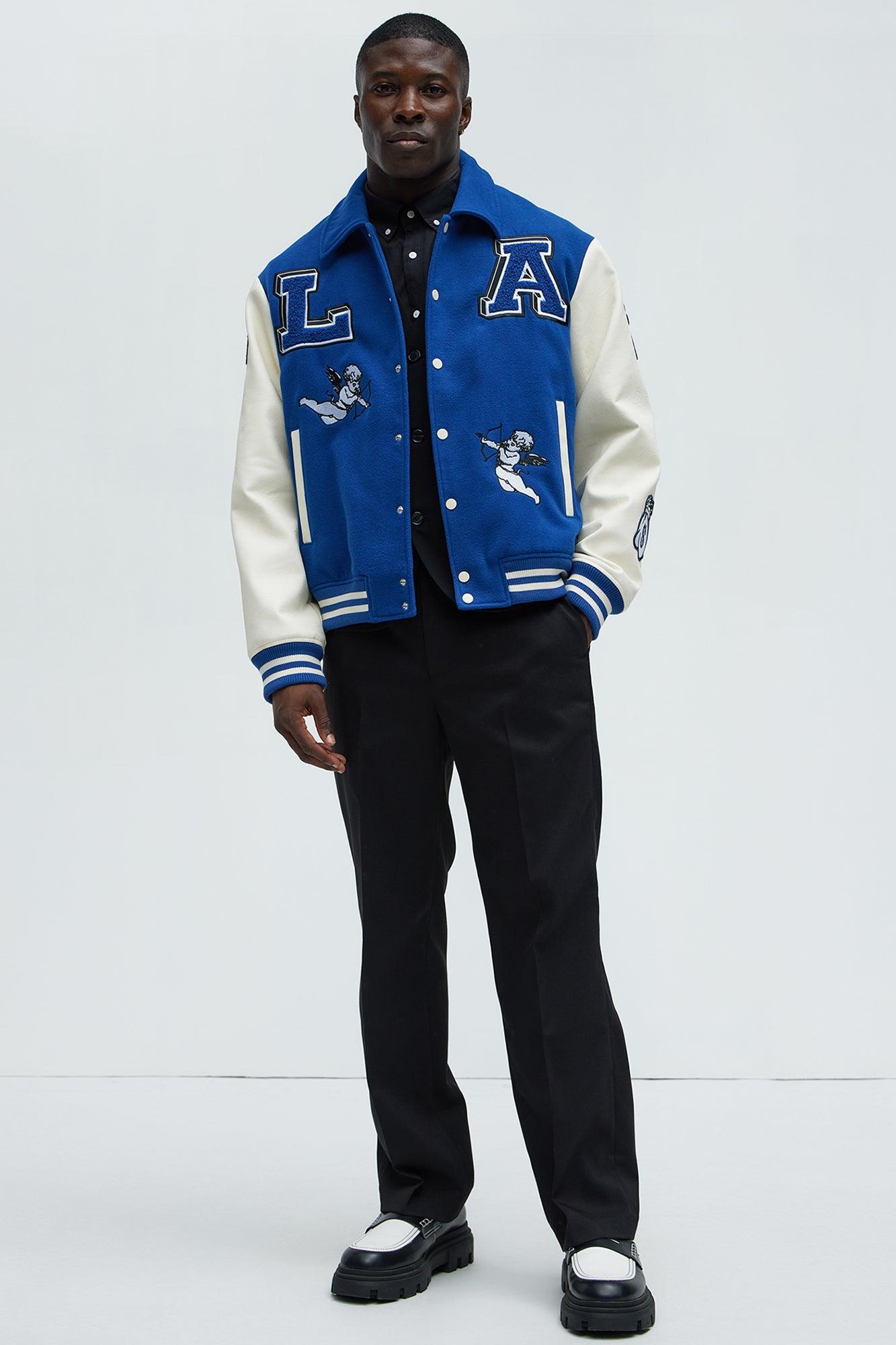 LA Patchwork Varsity Jacket - Royal/combo Product Image
