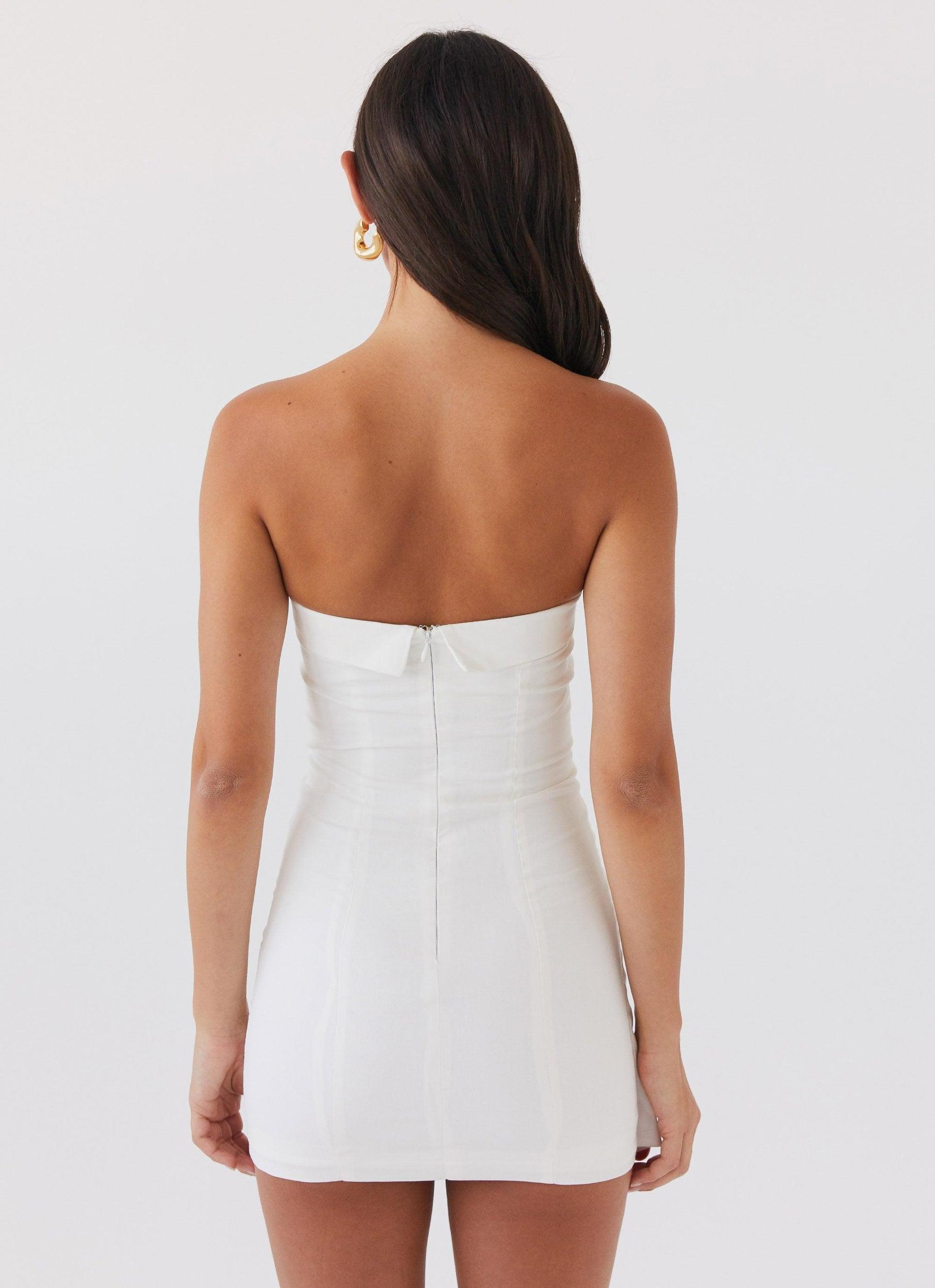 Lavinia Linen Tube Mini Dress - White Product Image