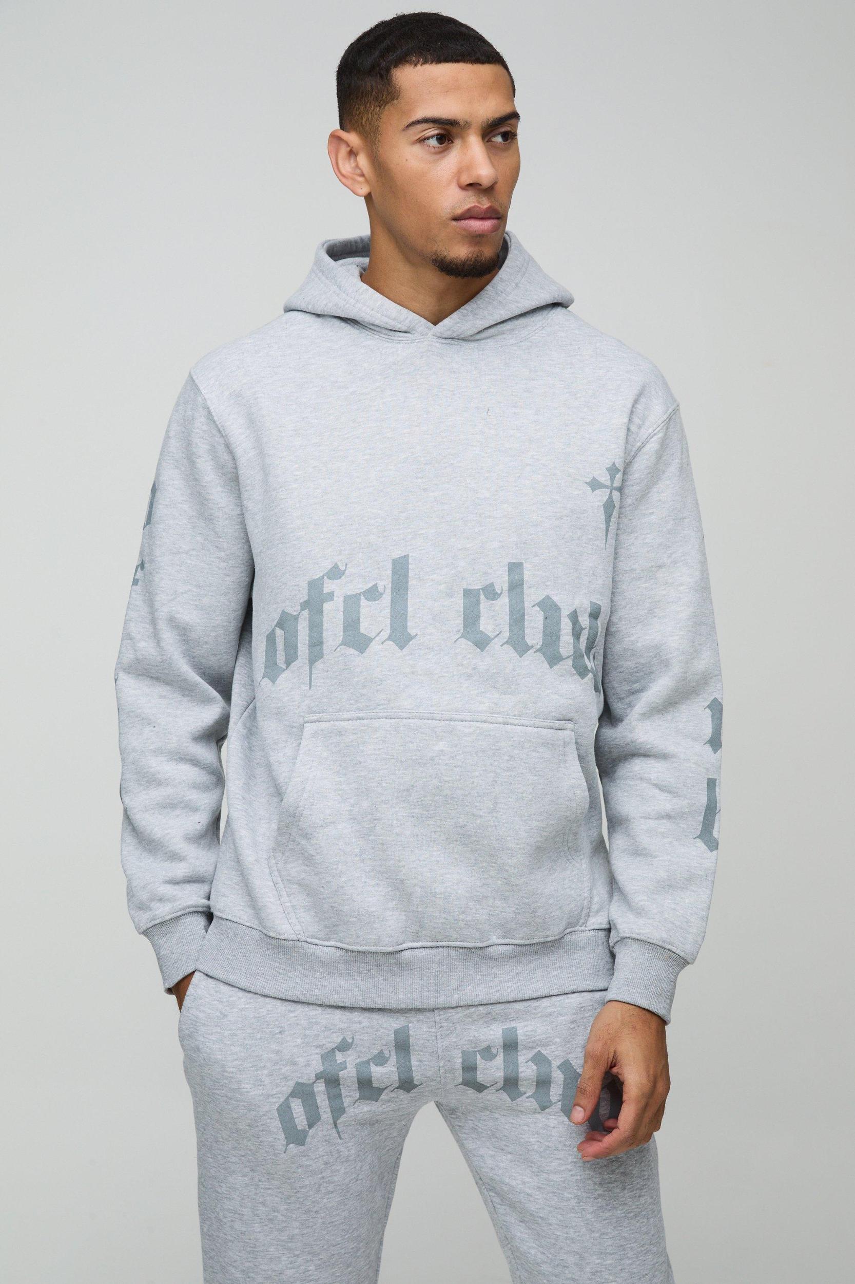 Ofcl Club Printed Hooded Tracksuit | boohooMAN USA Product Image