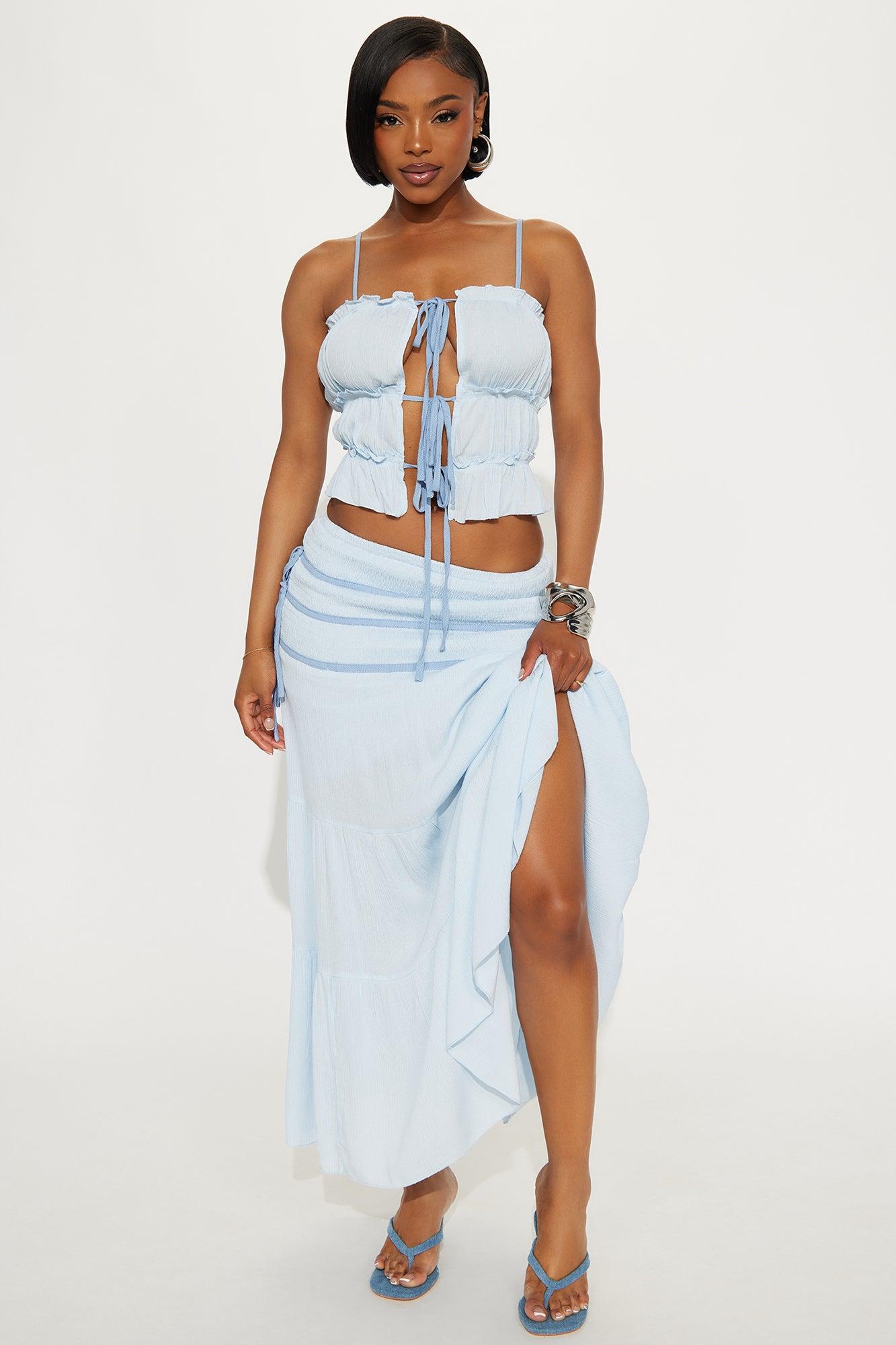 Paradise Pair Maxi Skirt Set - Blue Product Image