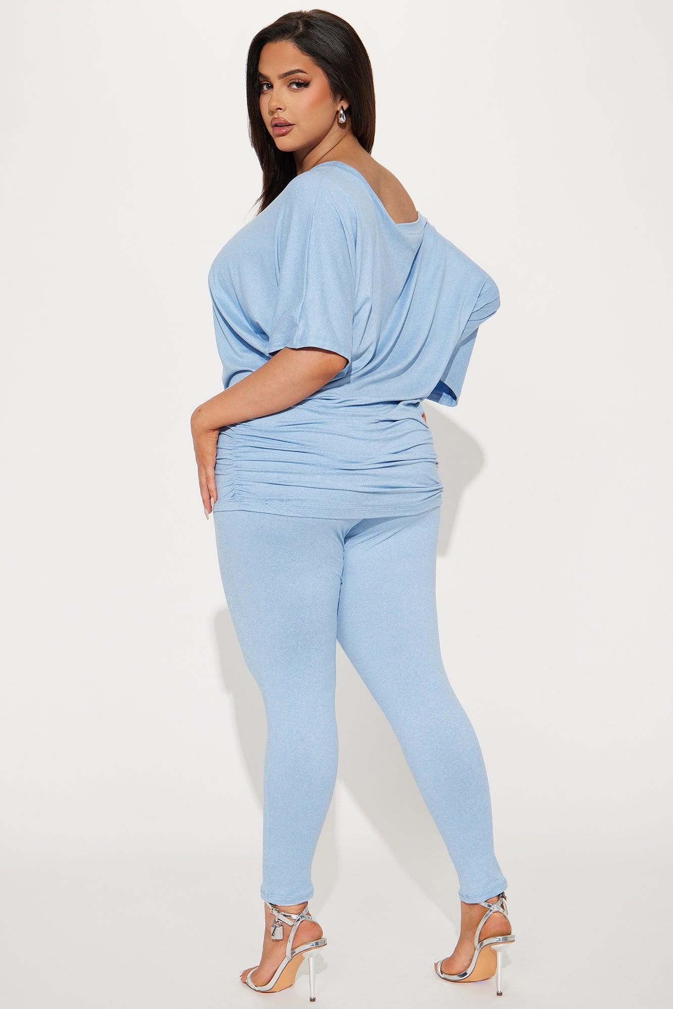 Camila Short Sleeve Legging Set - Blue Product Image
