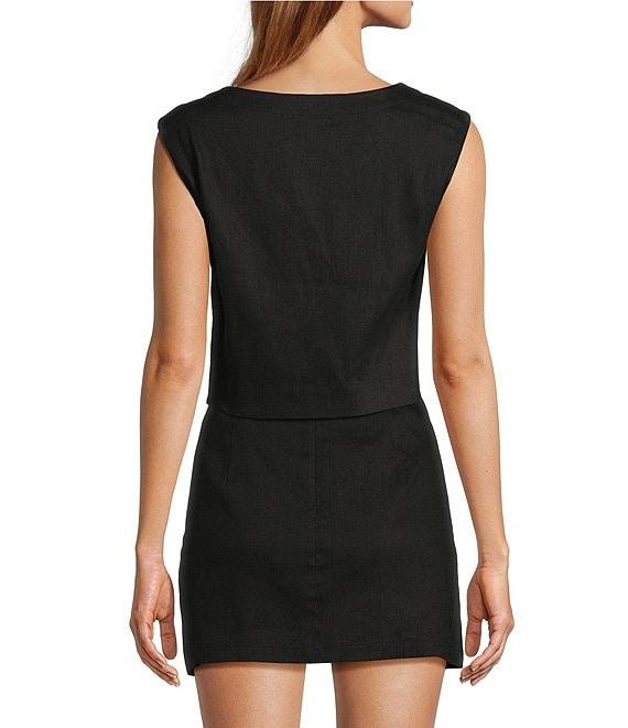 Antonio Melani Coordinating Madelyn Linen Blend Bateau Neckline Shell Embellished Blouse Product Image