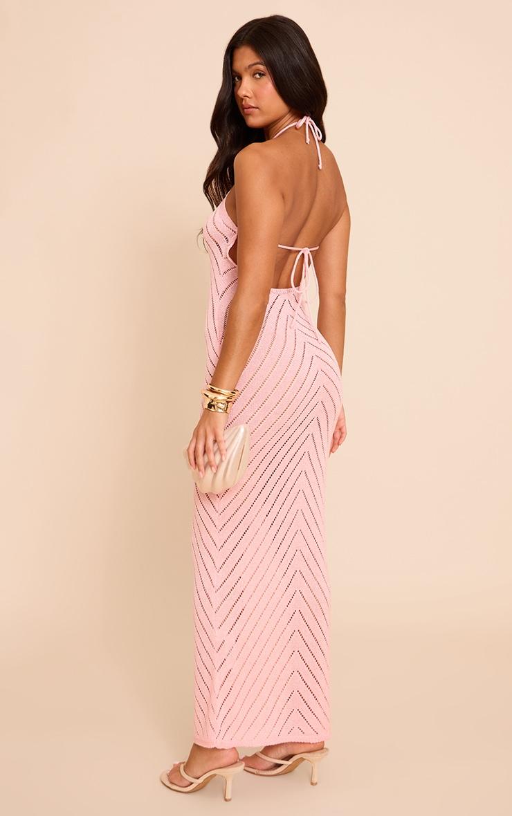 Pink Chevron Knitted Maxi Dress Product Image