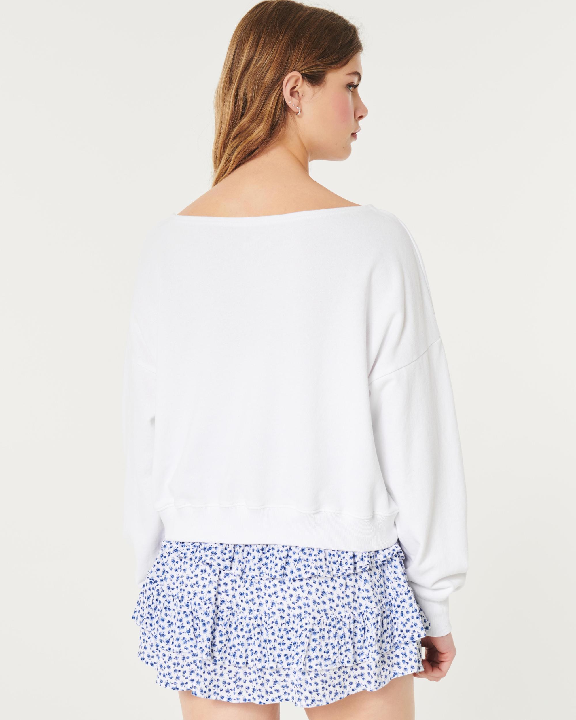 Easy Terry Off-the-Shoulder Sweatshirt Product Image