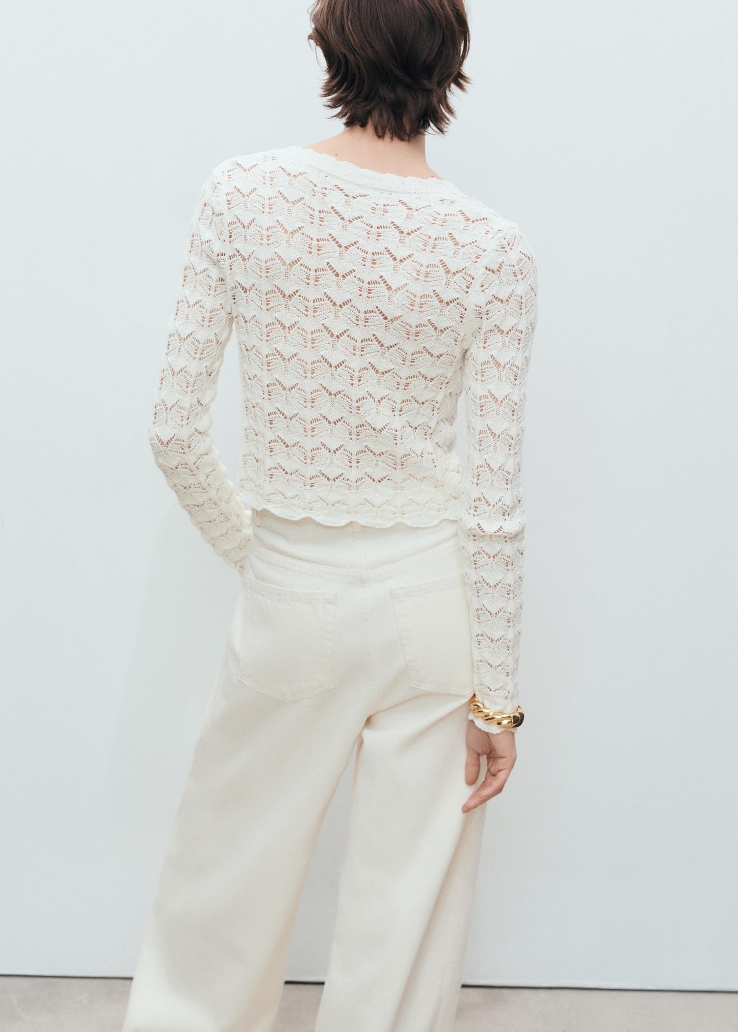 Crochet cardigan with bow closure - Women | MANGO USA Product Image