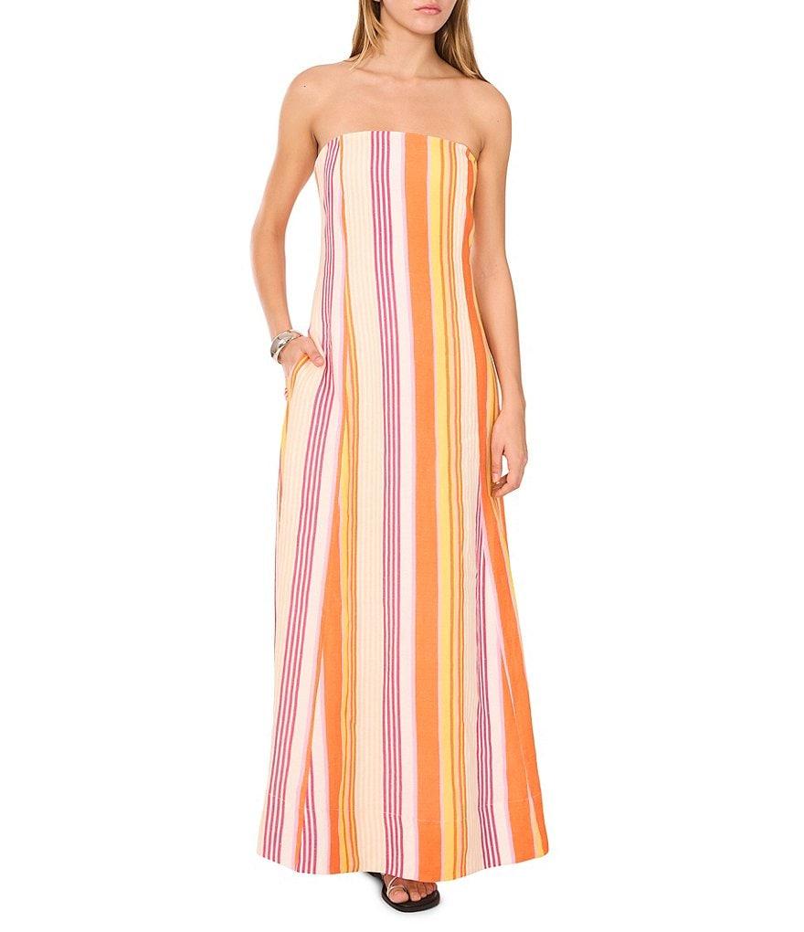 1. STATE Woven Striped Strapless Maxi Shift Dress Product Image
