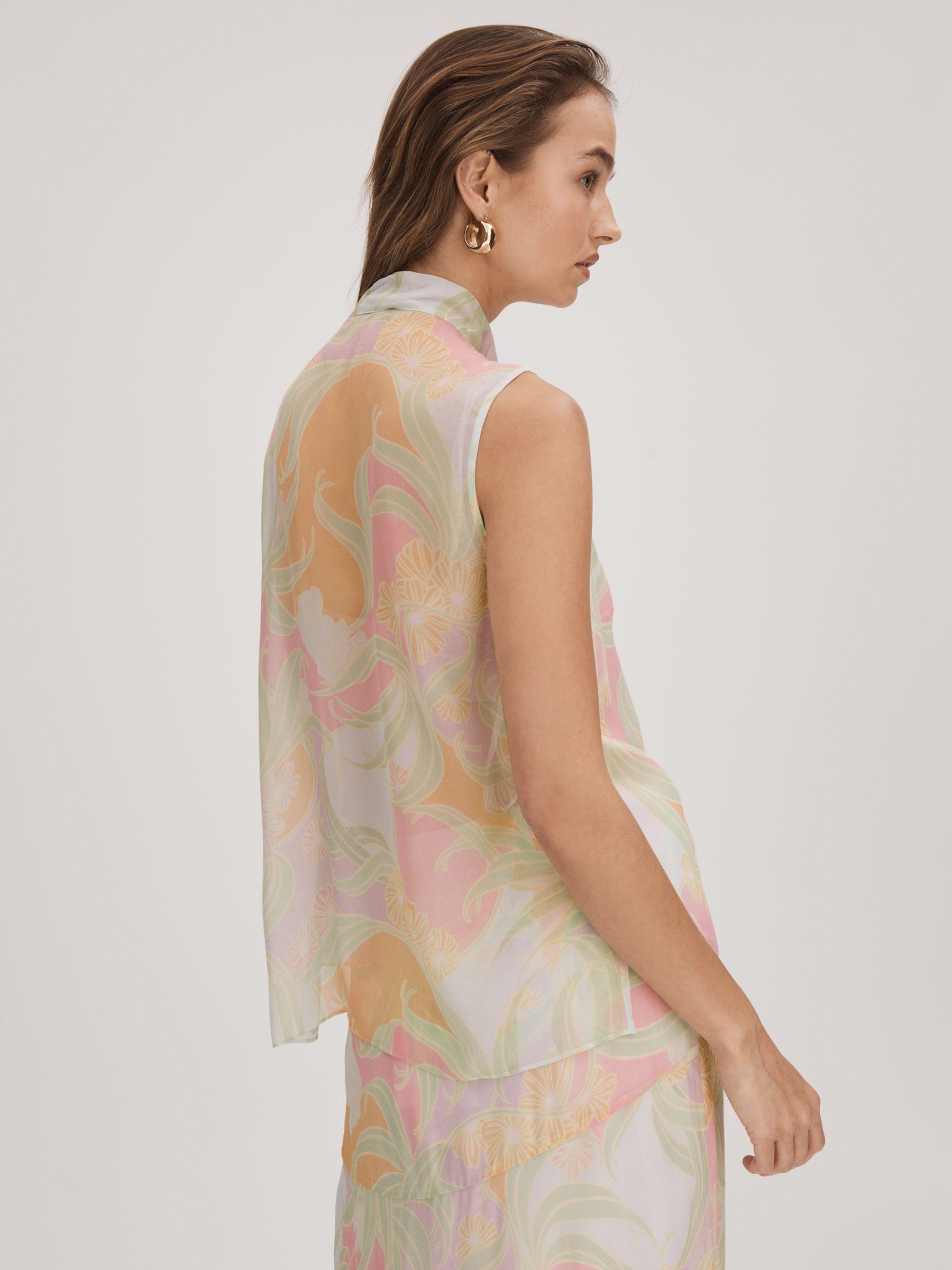 Florere Printed Tie Neck Top in Multi Product Image