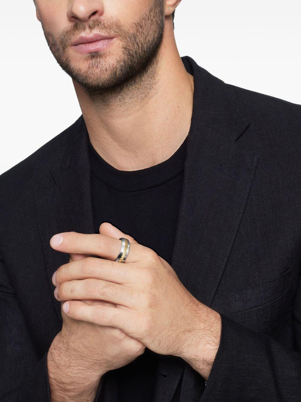 18kt yellow gold and sterling silver Cable Inset band ring (8mm) Product Image