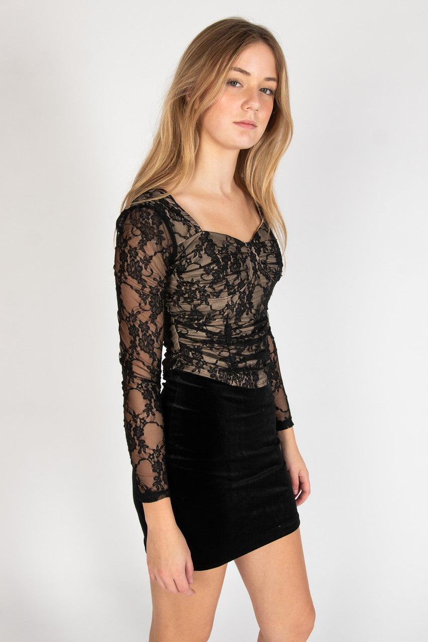 Lace Bustier Long Sleeve Top Product Image