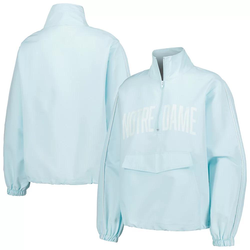 Women's Lusso Light Blue Notre Dame Fighting Irish Parker Quarter-Zip Rain Tech Jacket,  Product Image