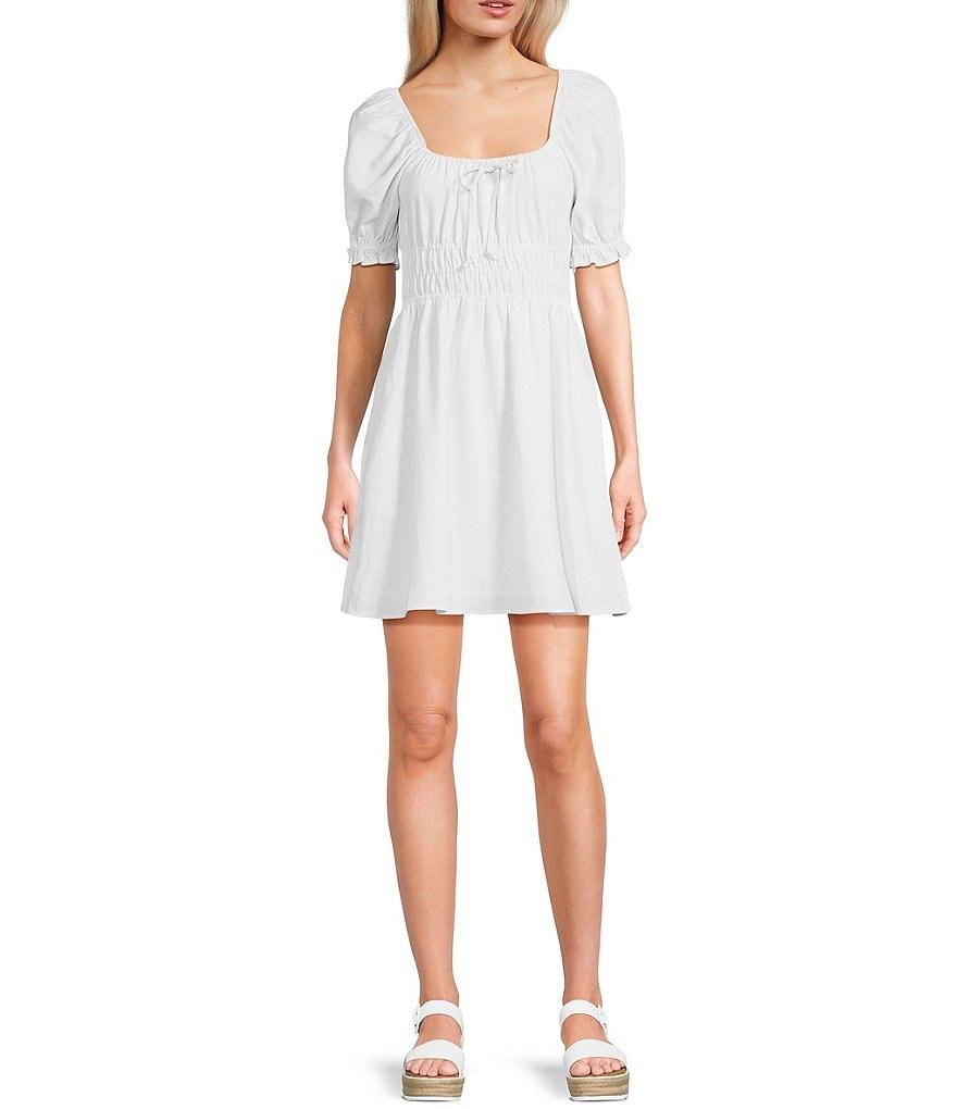 Copper Key Short Puff Sleeve Triple Elastic Waist Dress Product Image