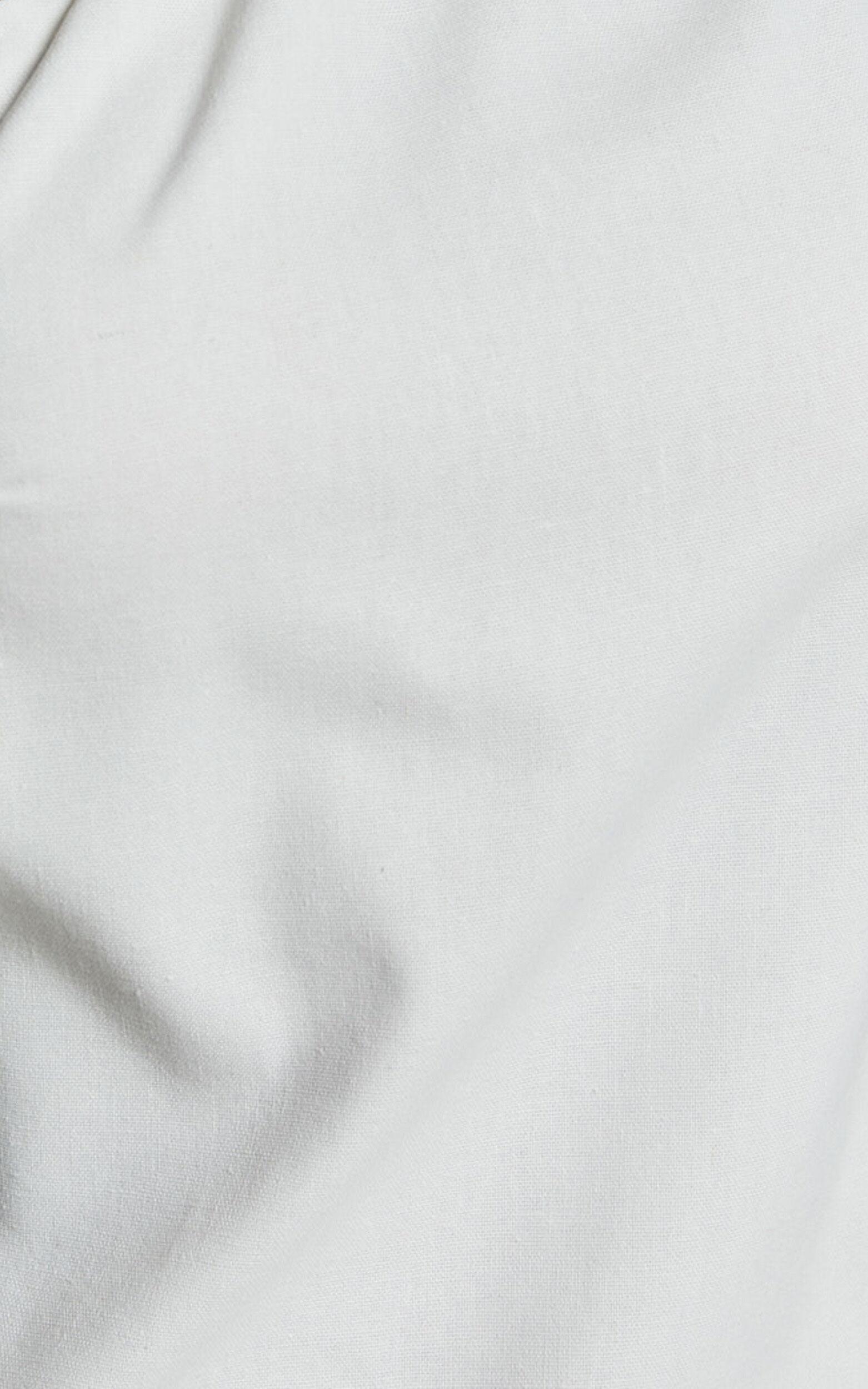 Mardelle Mini Dress - Linen One Shoulder Shift Dress in White Product Image