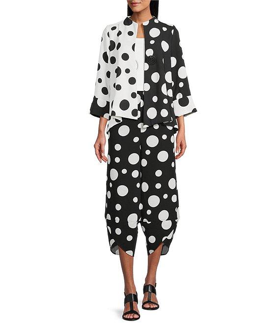 IC Collection Woven Dot Combo Print High Neck Bracelet Sleeve Jacket Product Image