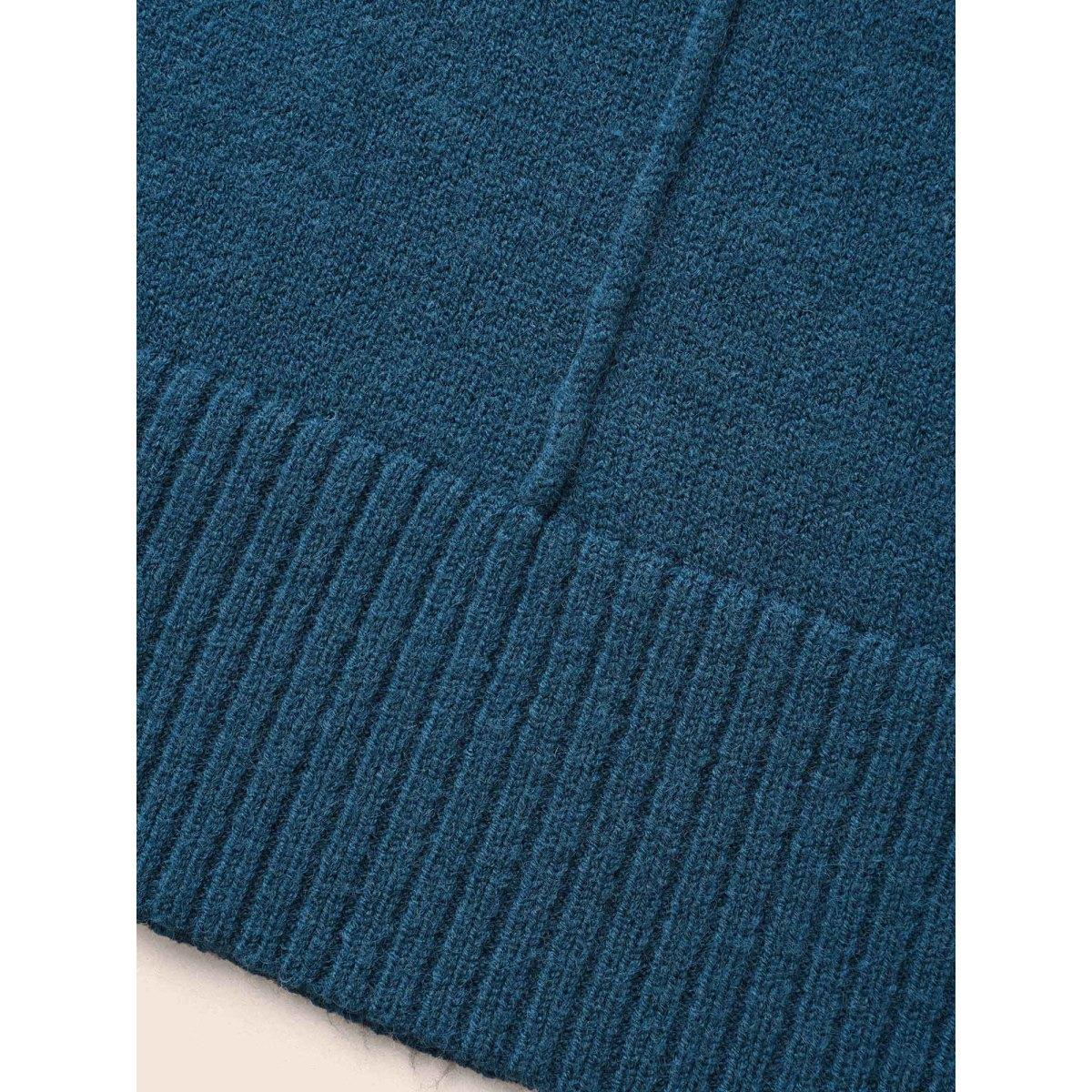 Plus Size Supersoft Essentials Split Wool Pullover Indigo Women Casual Loose Long Sleeve Round Neck Everyday Pullovers BloomChic 26/4X Product Image