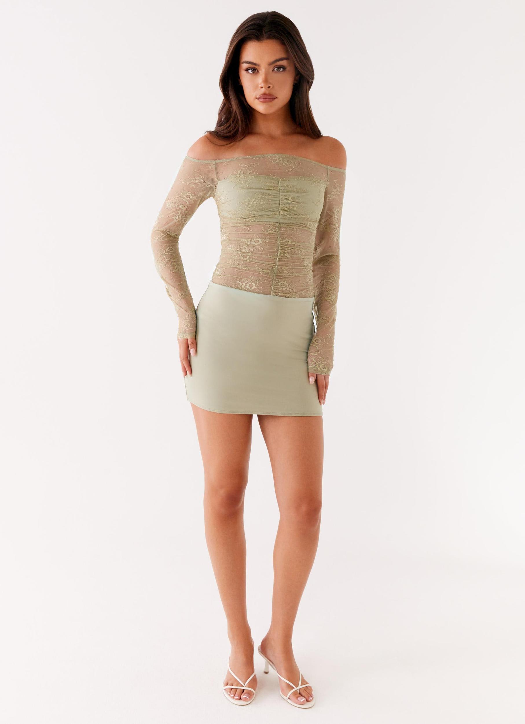 Collide Lace Mini Dress - Sage Product Image