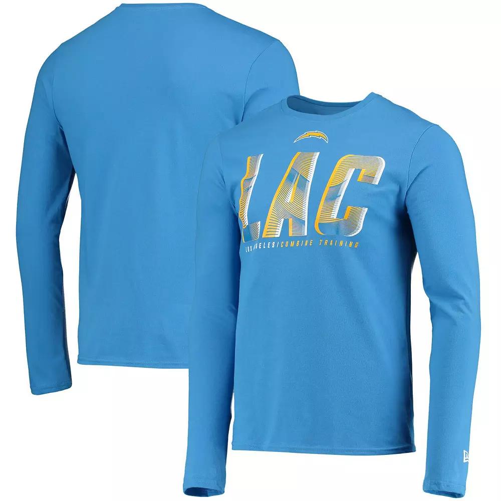 Men's New Era Powder Blue Los Angeles Chargers Combine Authentic Static Abbreviation Long Sleeve T-Shirt,  Product Image