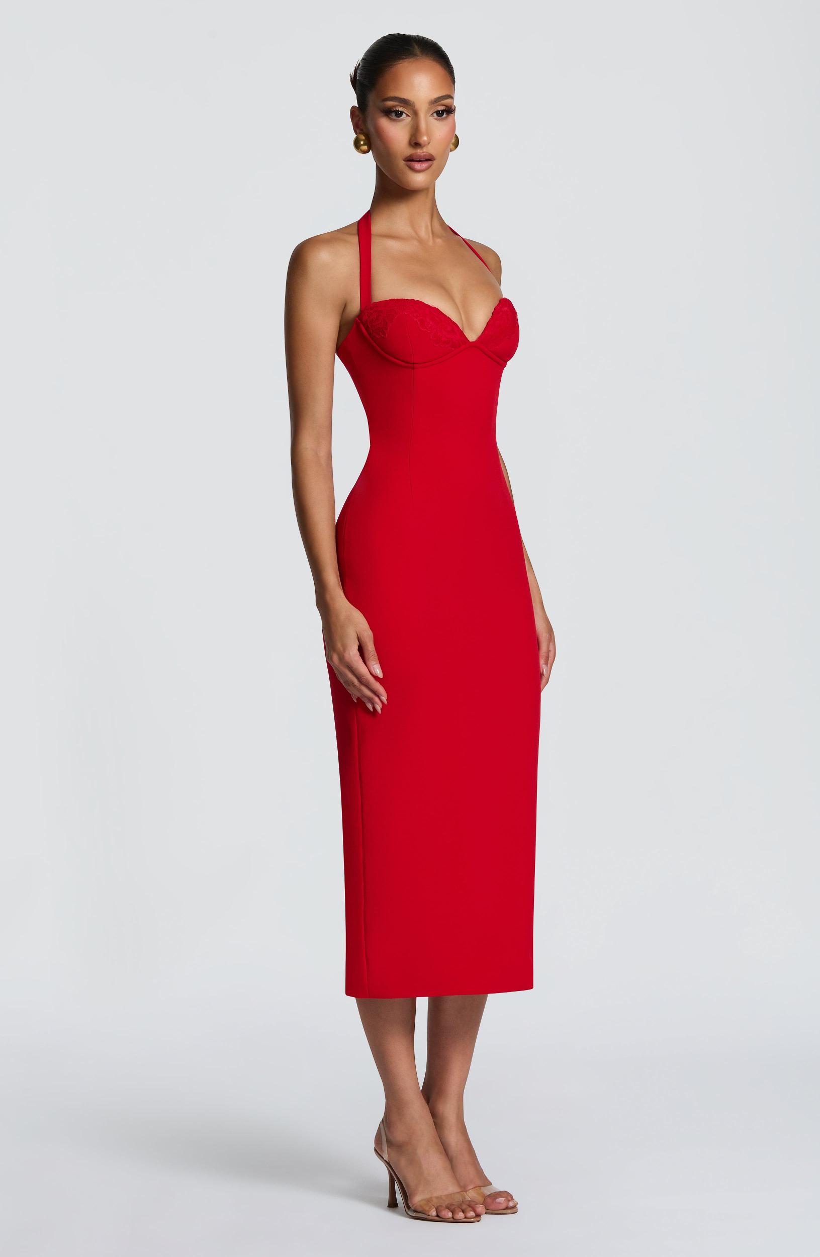 Cassia Midi Dress - Red Product Image