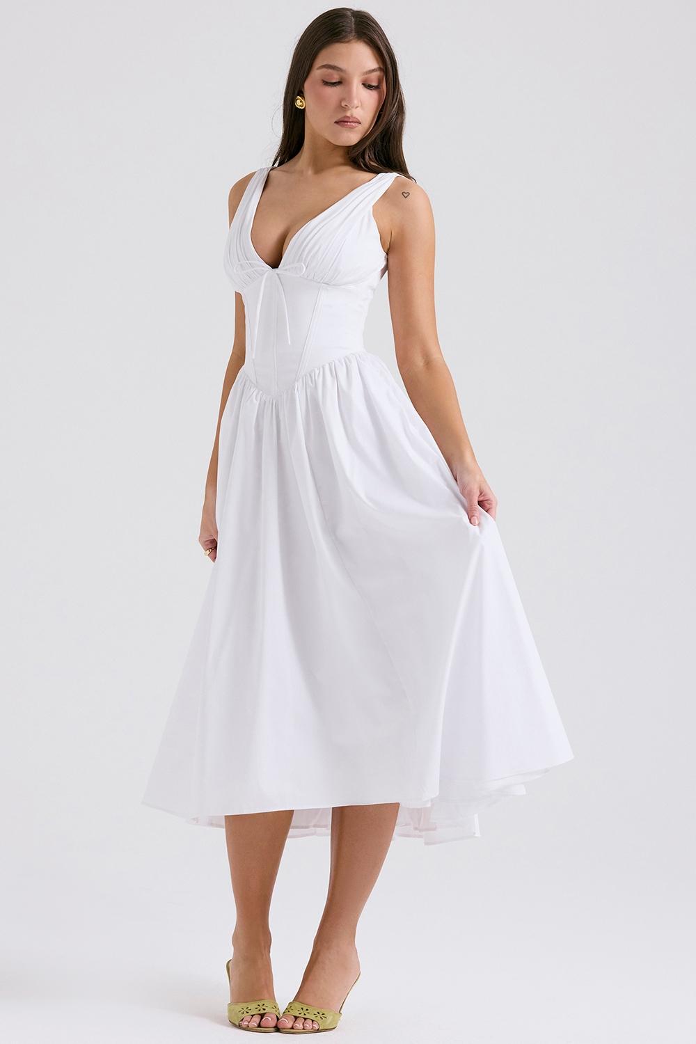Emmelina  white cotton corset sundress Product Image
