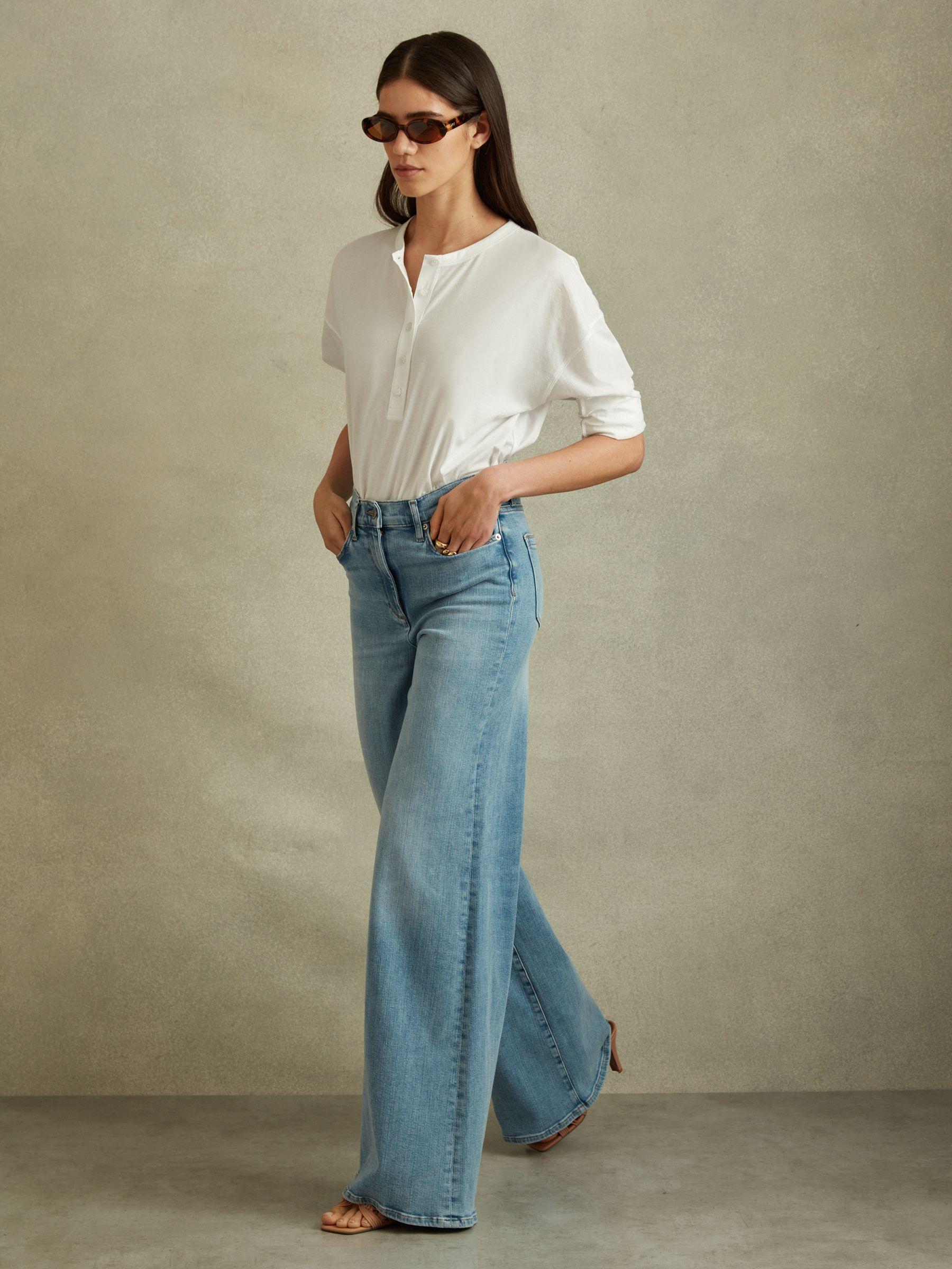 Cotton Henley Top in White Product Image