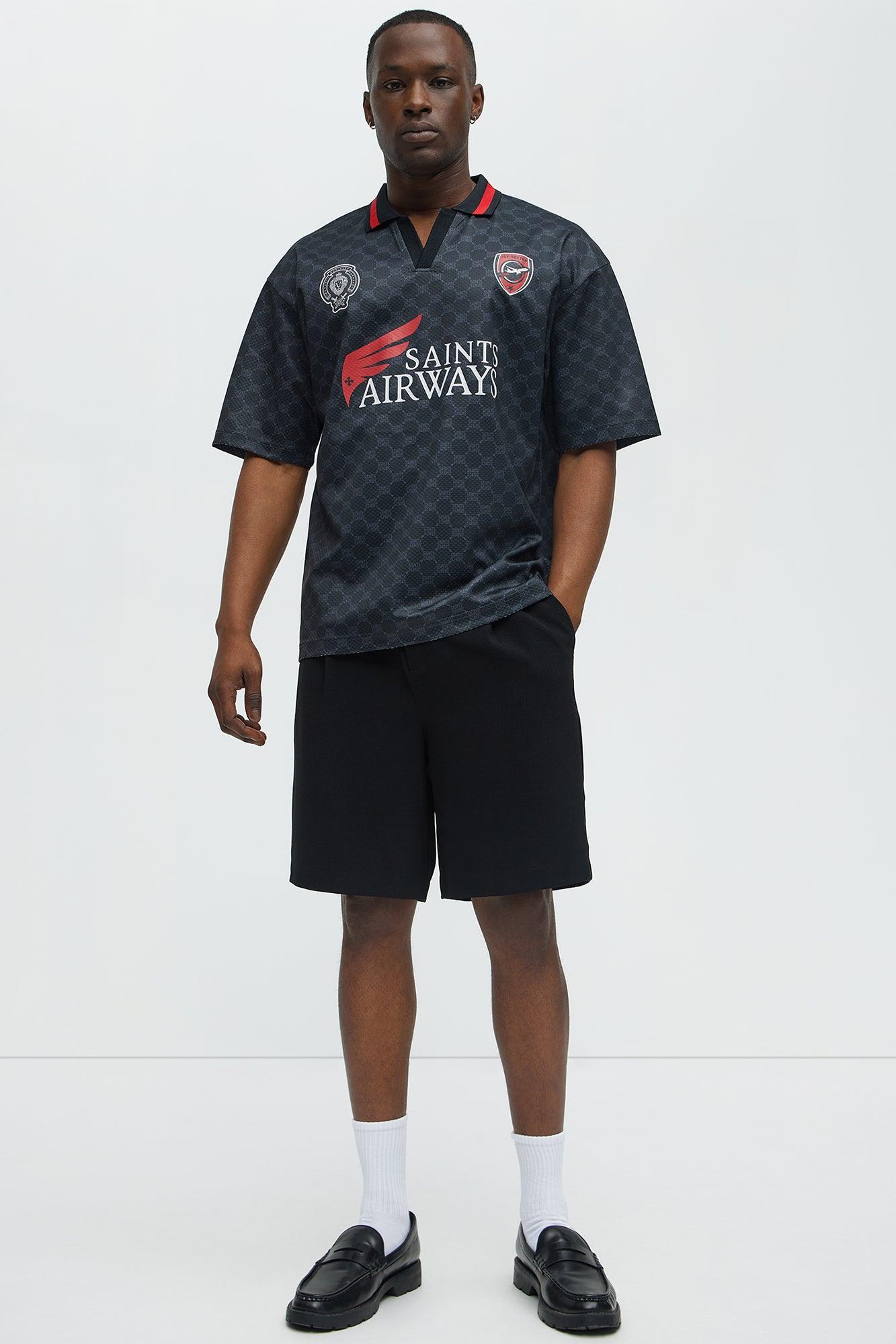 Saints Johnny Collar Soccer Jersey - Black Male Product Image