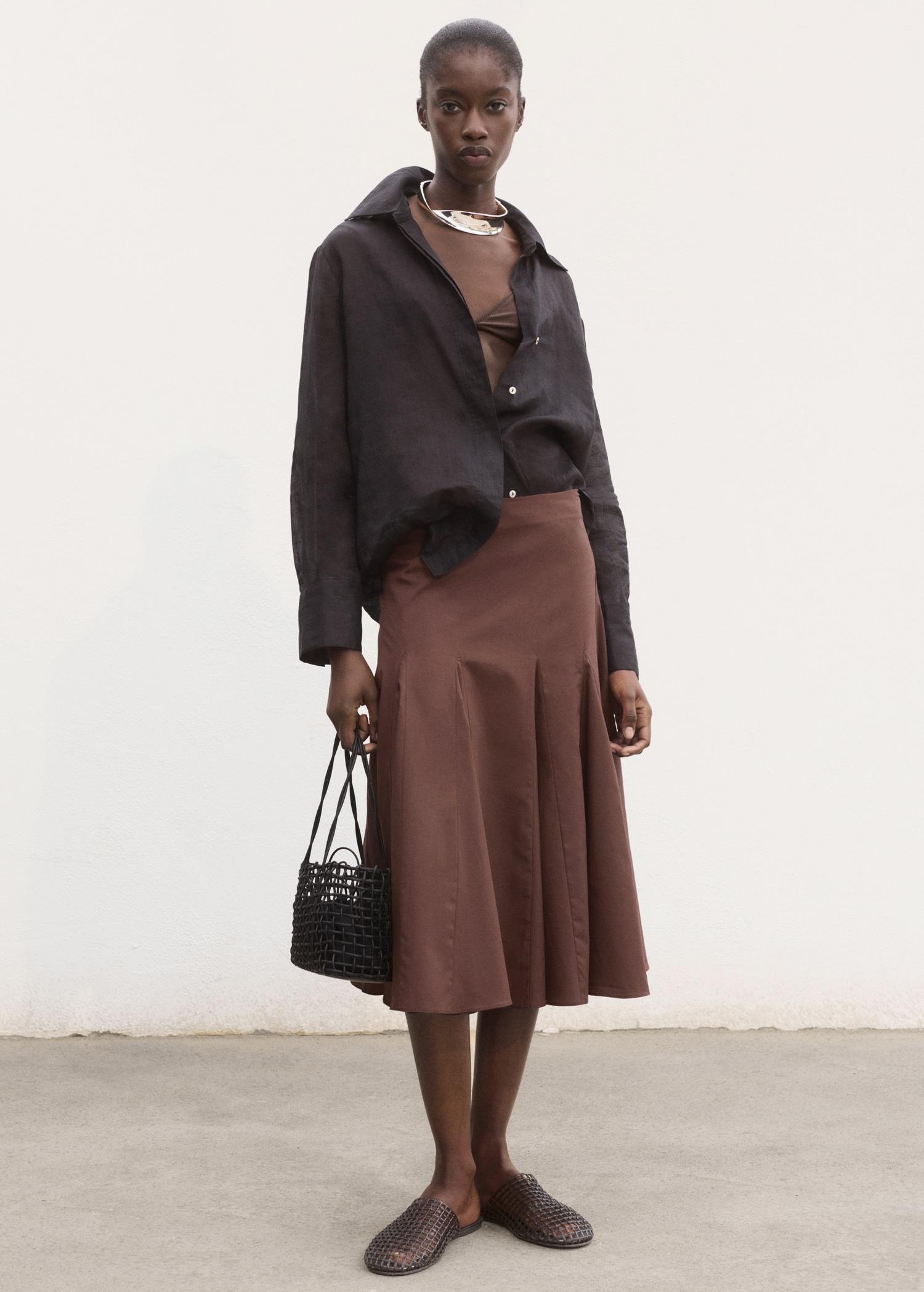 Pleated midi-skirt - Women | MANGO USA Product Image