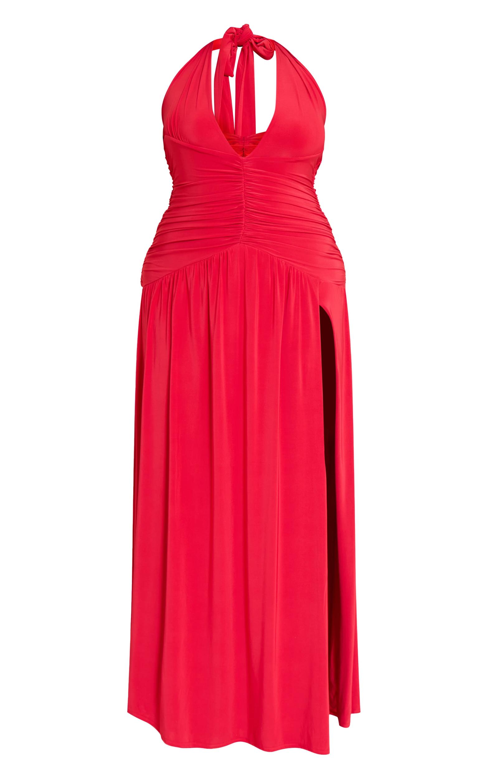 Plus Tomato Red Double Layer Slinky Ruched Maxi Product Image