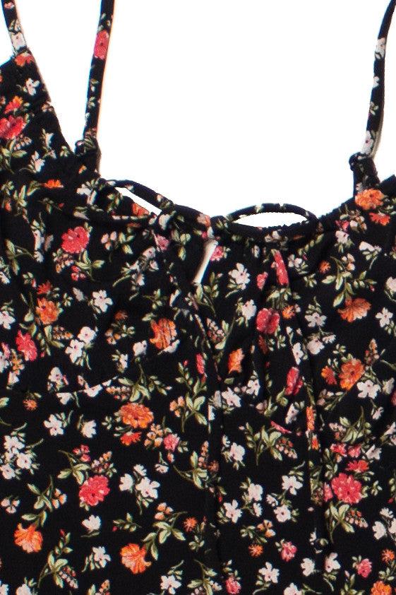 Black Floral Milkmaid Cami Mini Dress Product Image