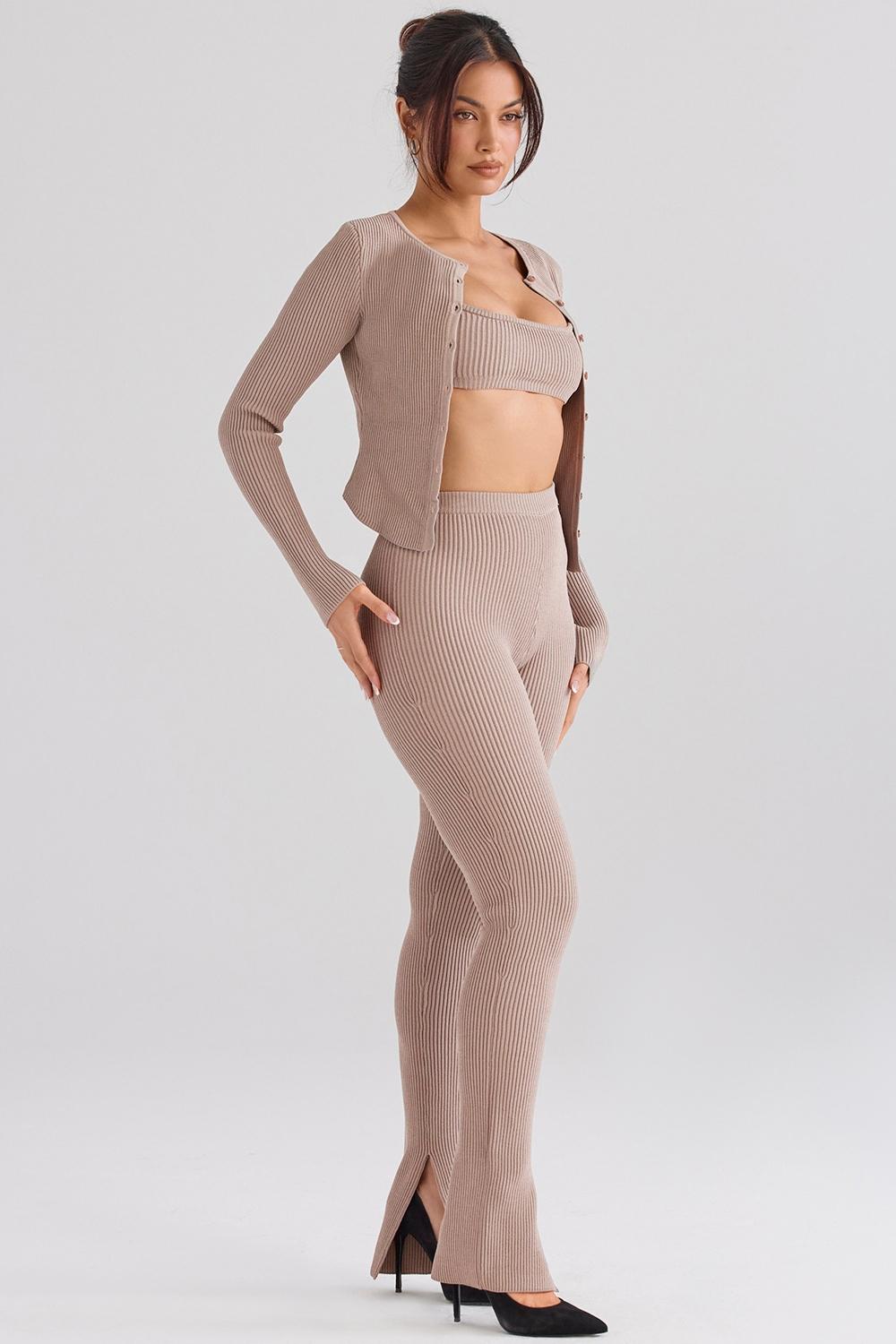 Mitzi  taupe ribbed knit leggings - sale Product Image