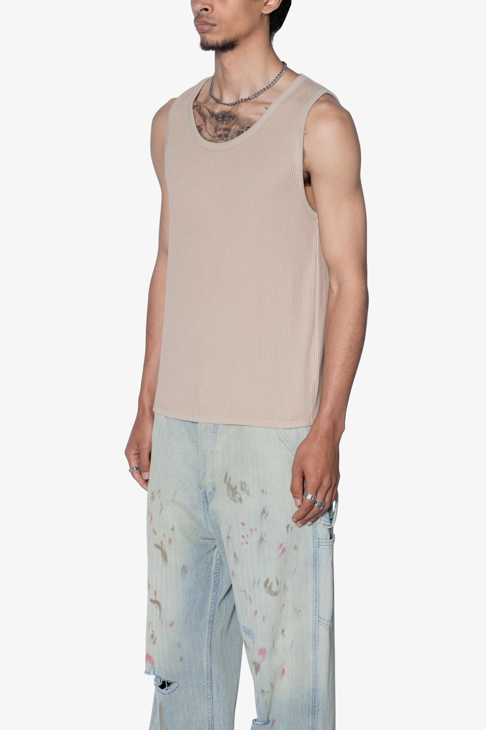 Waffle Knit Tank - Khaki Product Image