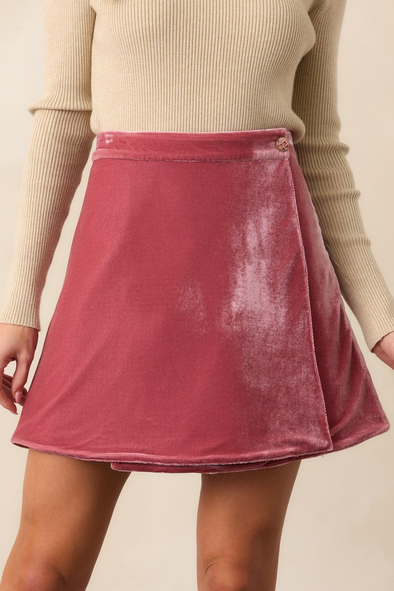 Prosperina Carrington Pink Multi Floral Velvet Reversible Mini Skirt Product Image