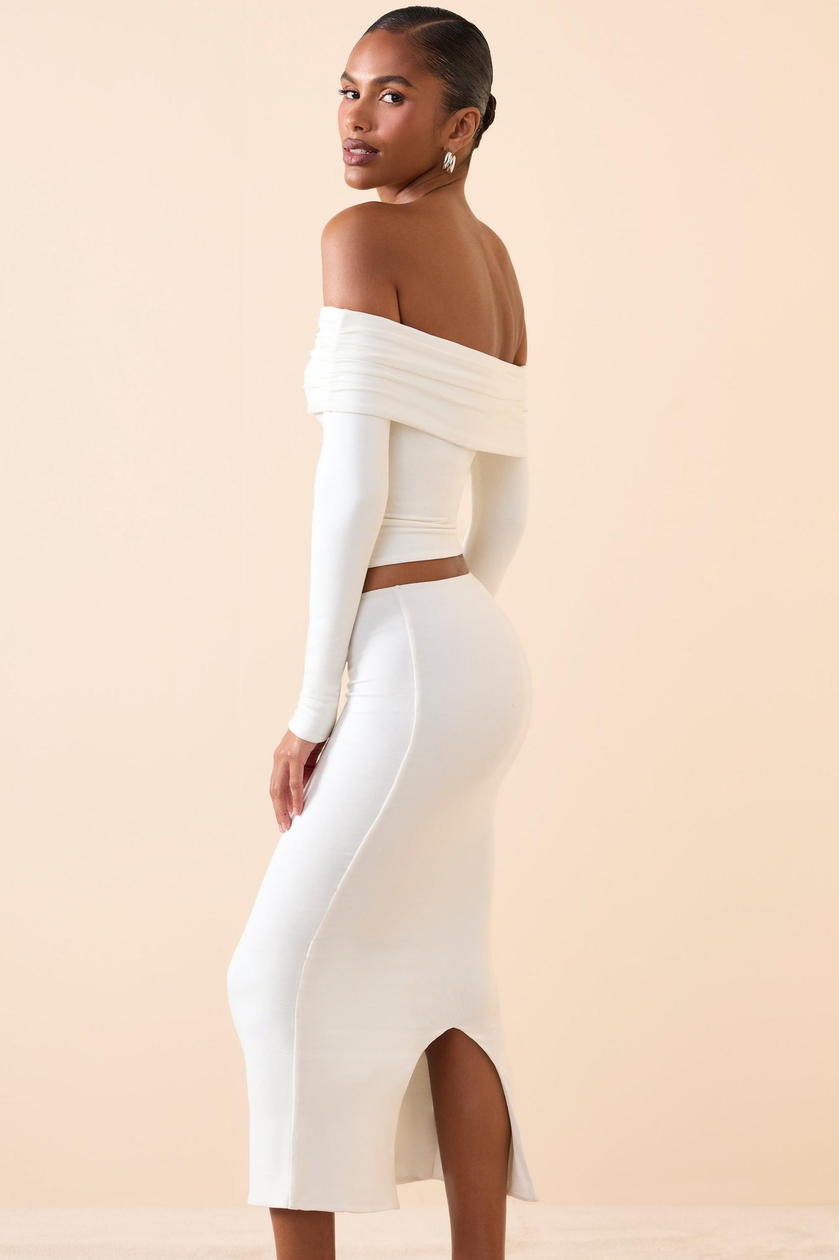 Modal Mid-Rise Midaxi Skirt in White Female Product Image