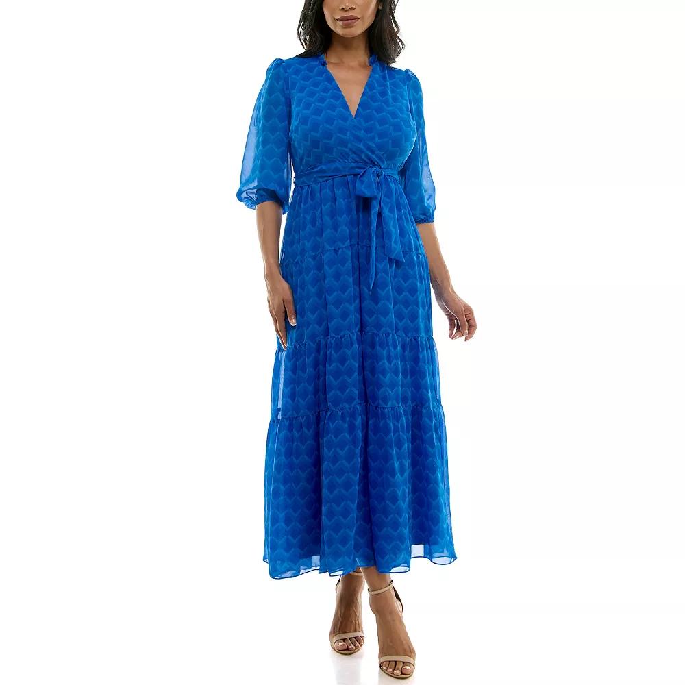Women's Maison Tara Surplice Tier Skirt Maxi Dress, Size: 16, Blue Product Image