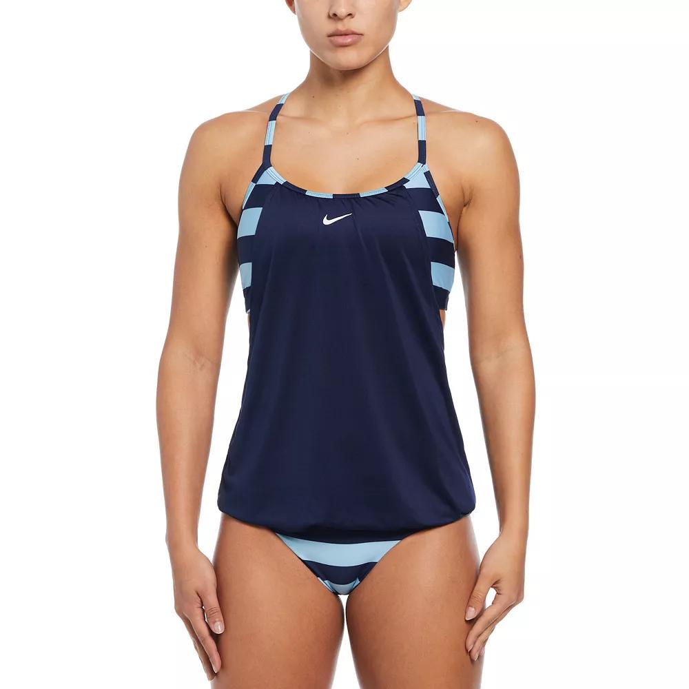 Women's Nike Statement Stripe Layered Tankini Swim Top, Size: Small, Light Red Product Image