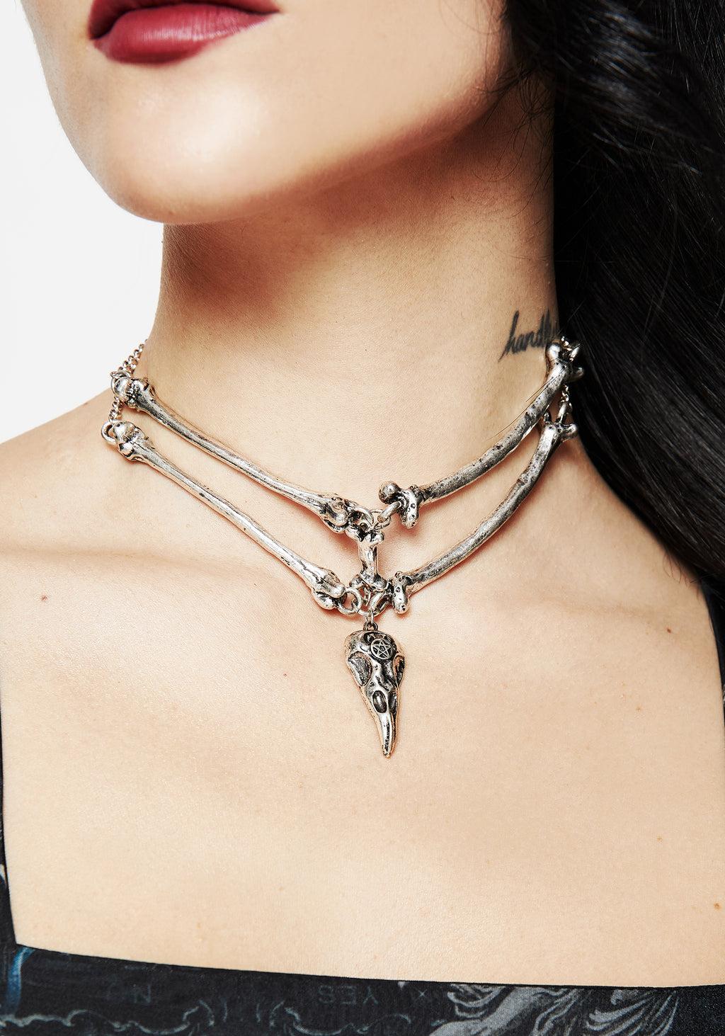 Osteomancy Raven Skull Choker Necklace Product Image