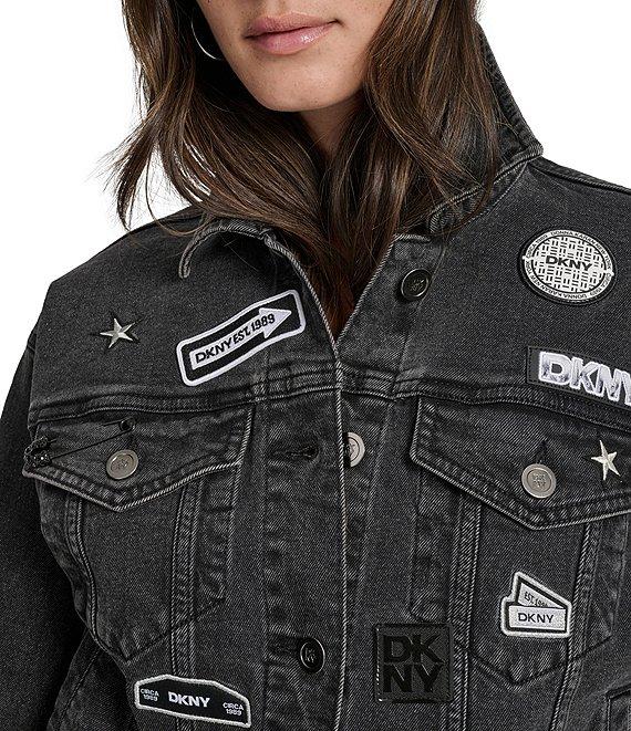 DKNY by Donna Karan Pins And Patches Denim Trucker Jacket Product Image
