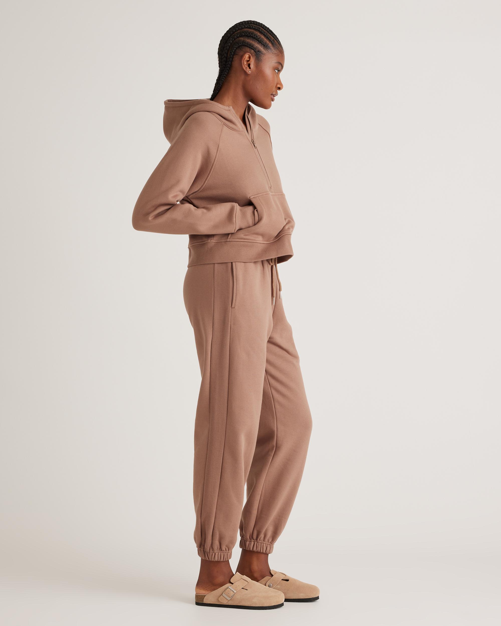 Quince | Women's Organic Heavyweight Fleece Cropped Half Zip Hoodie Size XS, Organic Cotton Product Image