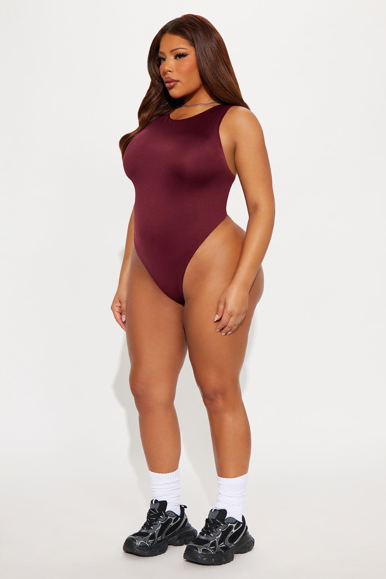 Contour Double Lined Scoop Neck Bodysuit - Wine Female Product Image