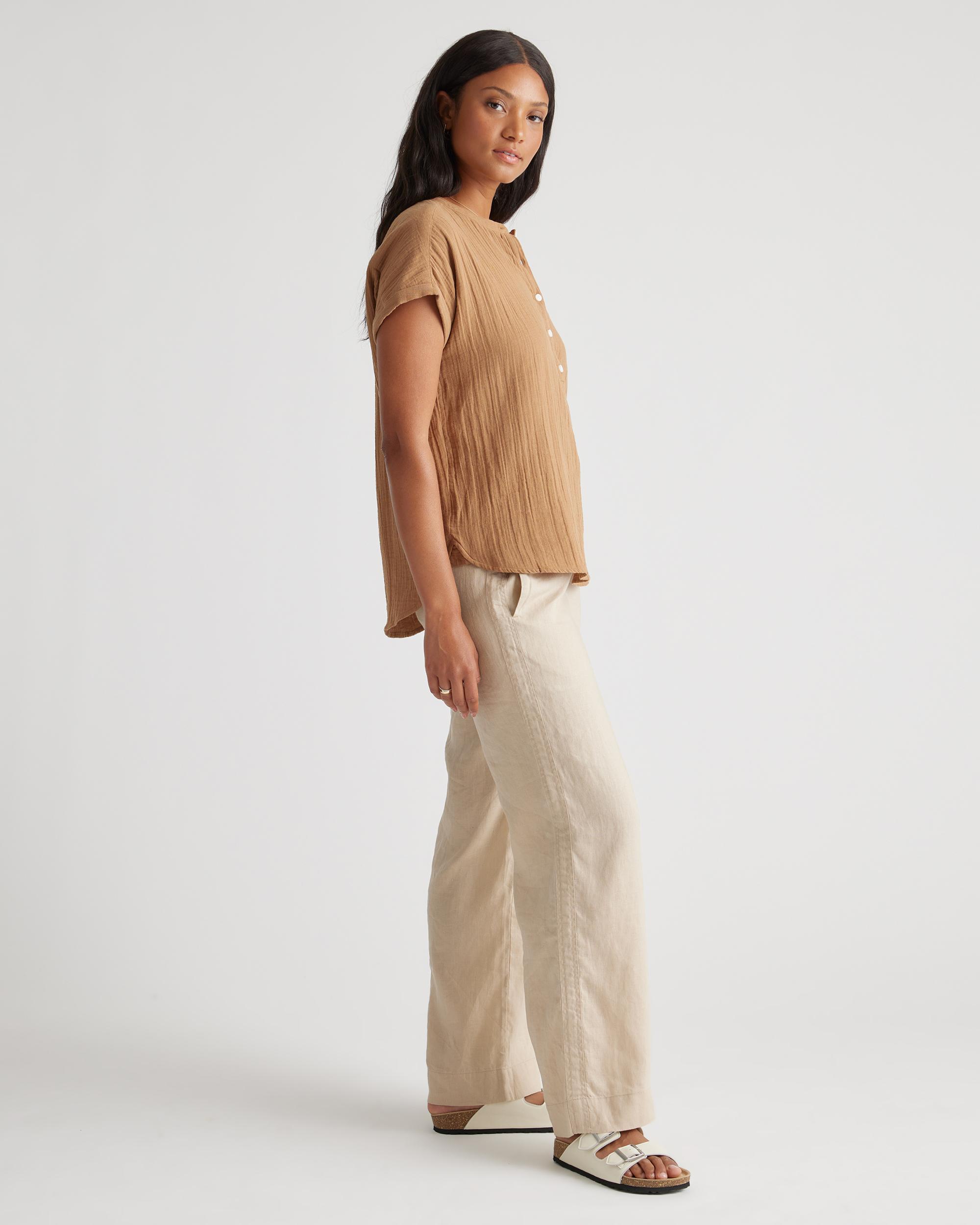 Quince | Women's Gauze Roll Sleeve Shirt Organic Cotton Product Image