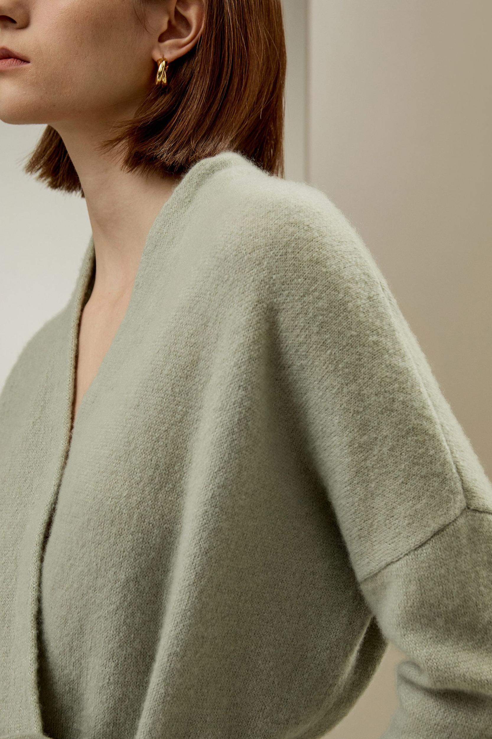 LILYSILK Cashmere Cardigan Women - Gray Cashmere Silk - Comfortable High Ribbed Sweater L Product Image