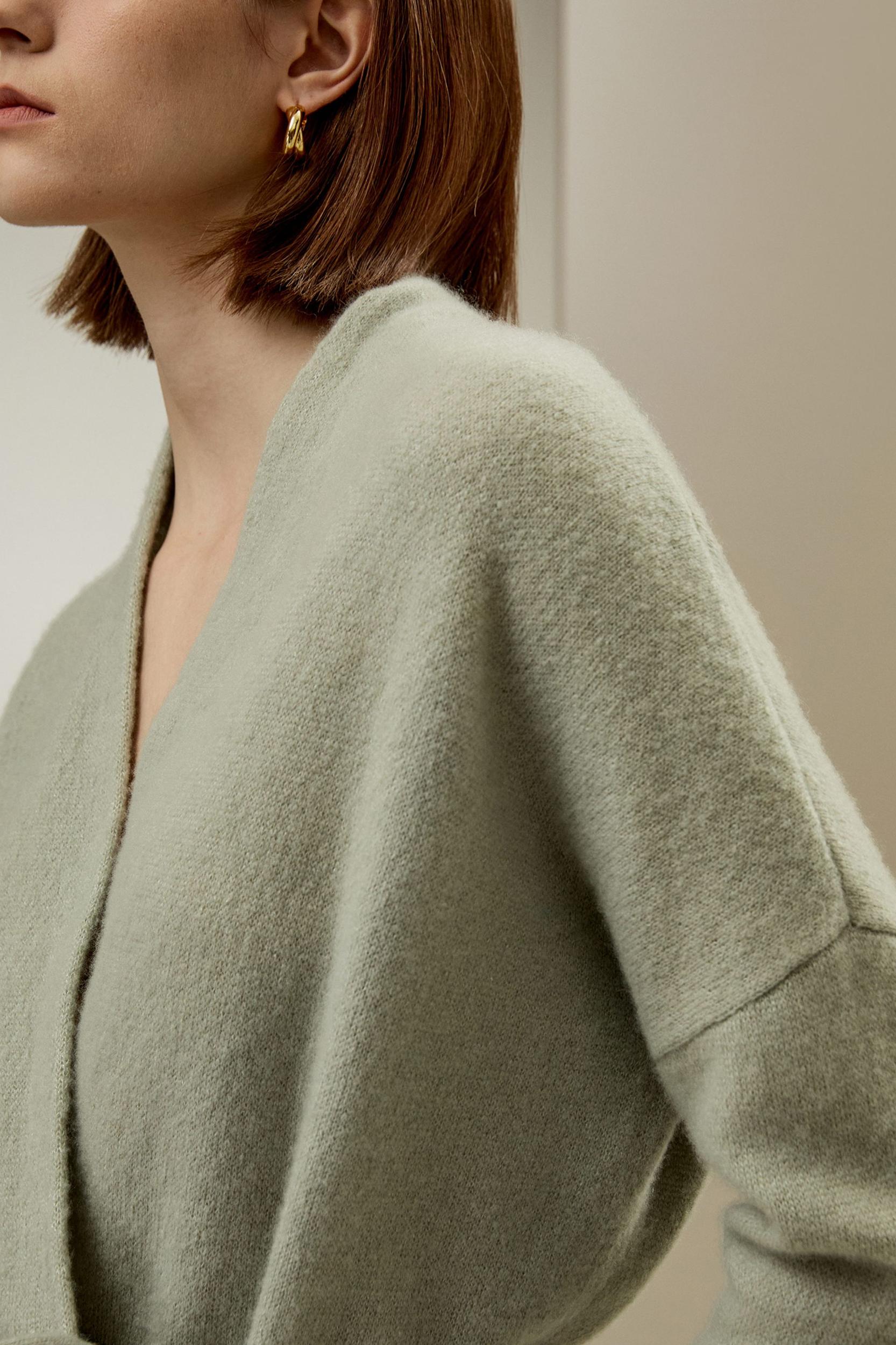 LILYSILK Cashmere Cardigan Women - Gray Cashmere Silk - Comfortable High Ribbed Sweater L Product Image