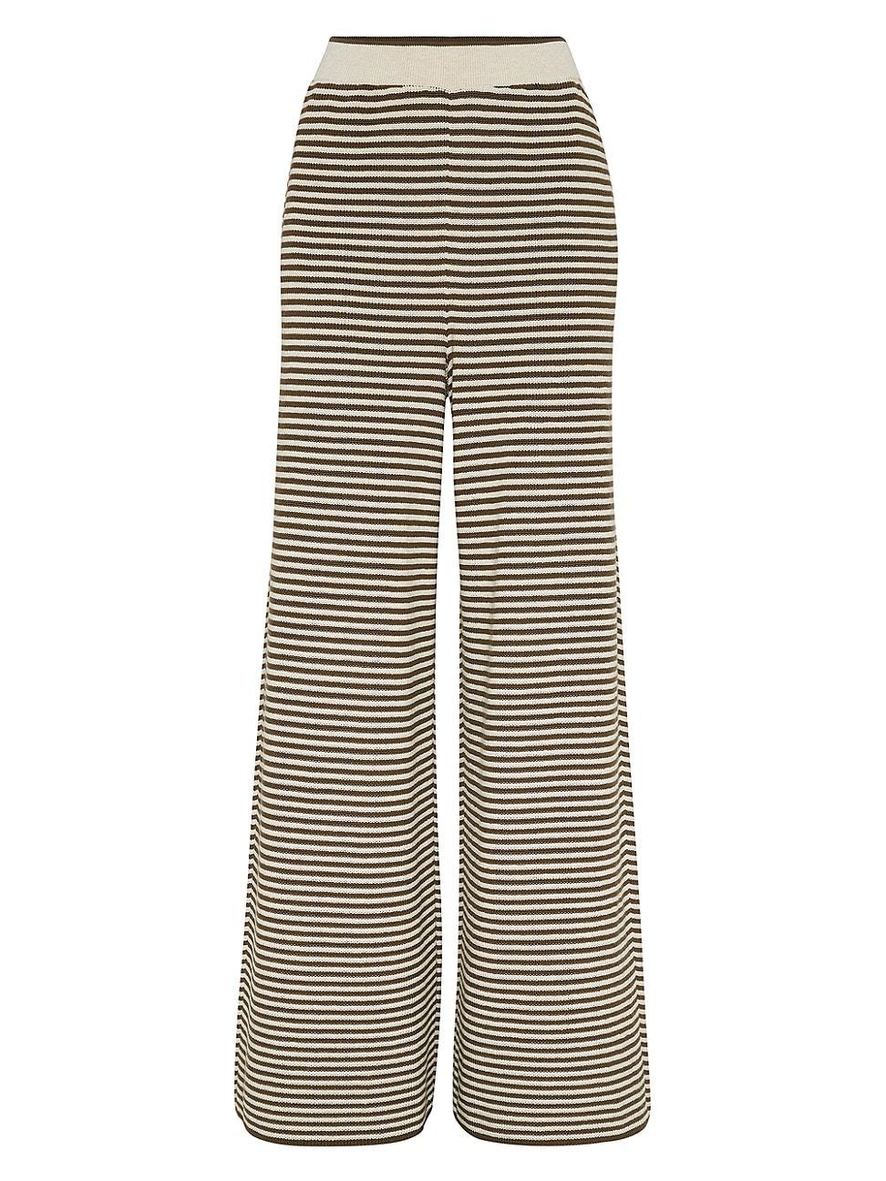 Womens Striped Cotton Knit Track Trousers Product Image