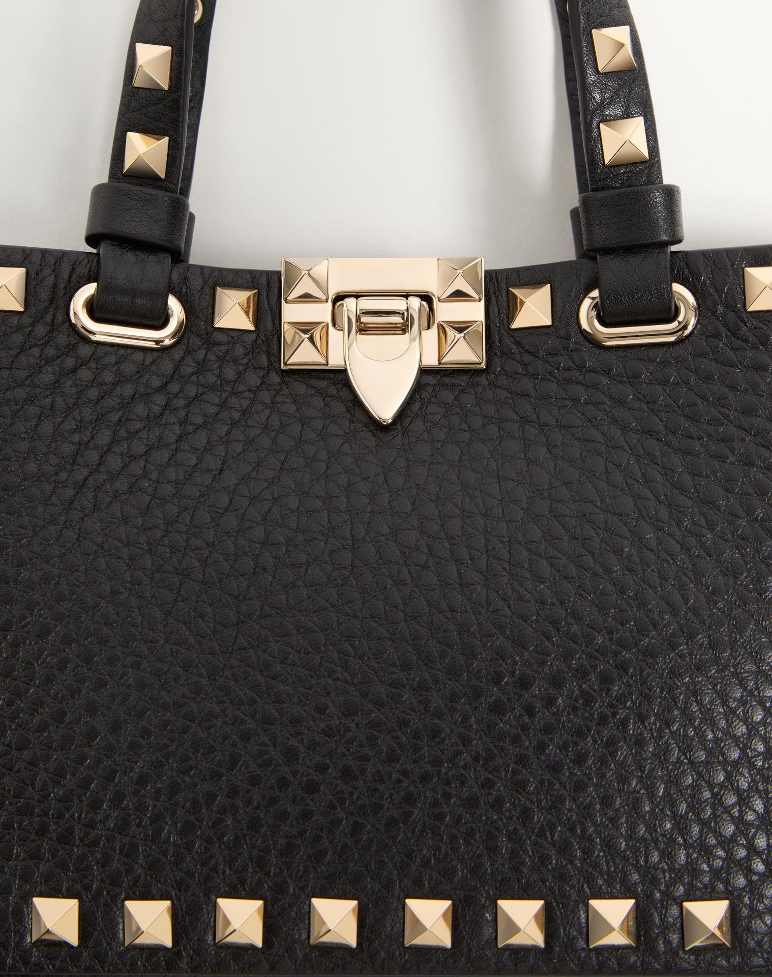 Mini Rockstud Shopping Bag In Grainy Calfskin Product Image