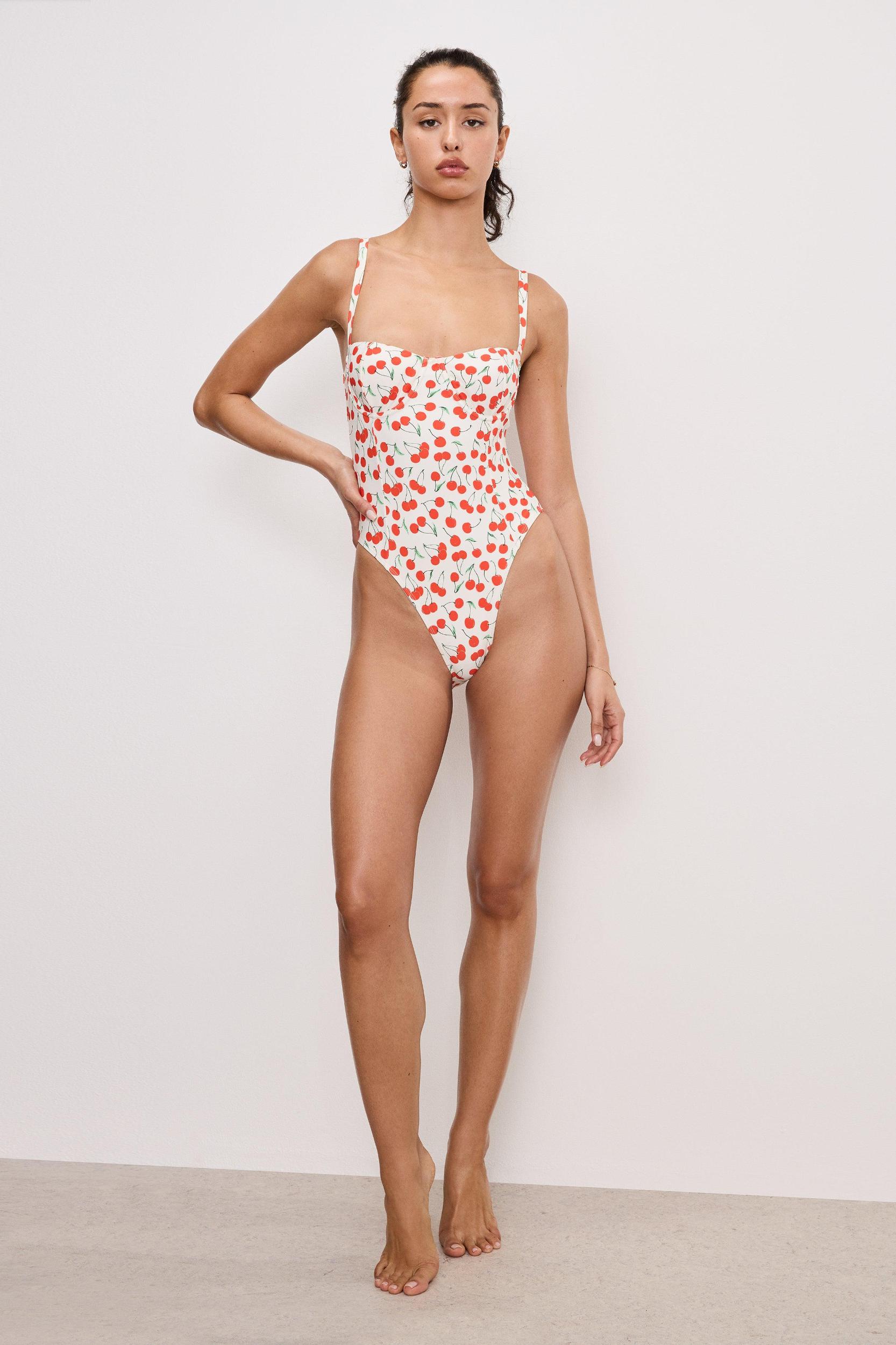 SQUARE NECK SWIMSUIT | SNOW CHERRIES 04 Product Image